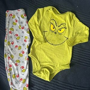 Grinch Baby Onesie and Pants Set